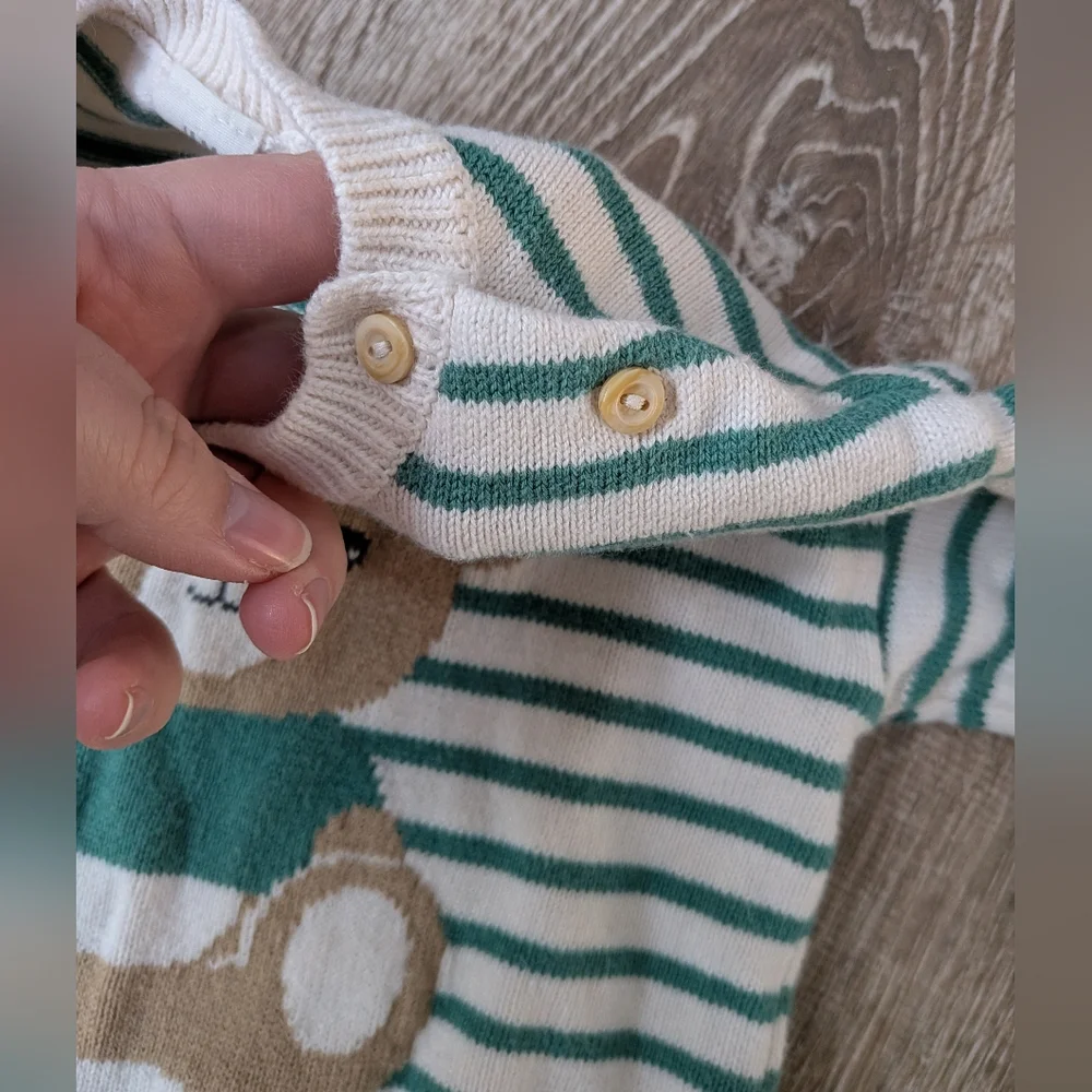 H&M + Cat & Jack Baby Teddy Bear Neutral Sweaters 100% Cotton Size 12 Months